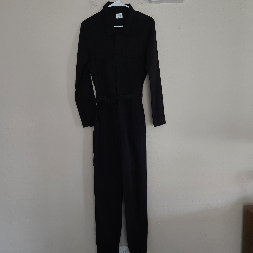 Wash Lab Womens Long Sleeve Black Hi-Bar Denim Jumpsuit Size Small - Picture 2 of 13